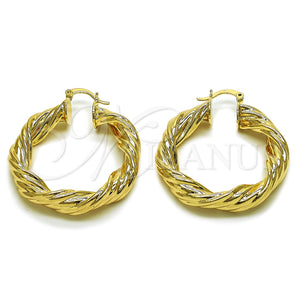 Argolla Mediana 02.170.0154.1.40 Oro Laminado, Diseño de Torcido, Pulido, Tono Dorado