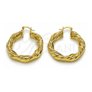 Argolla Mediana 02.170.0154.1.40 Oro Laminado, Diseño de Torcido, Pulido, Tono Dorado