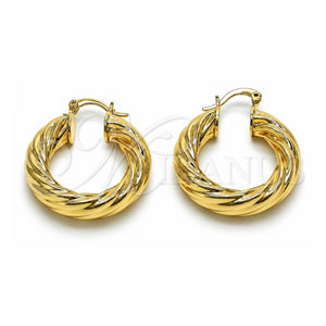 Argolla Pequeña 02.163.0150.30 Oro Laminado, Diseño de Torcido y Hueco, Pulido, Tono Dorado