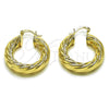 Argolla Pequeña 02.163.0150.30 Oro Laminado, Diseño de Torcido y Hueco, Pulido, Tono Dorado