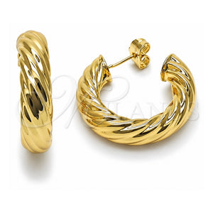 Arete Dormilona 02.196.0294.30 Oro Laminado, Diseño de Hueco y Torcido, Pulido, Tono Dorado