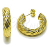 Arete Dormilona 02.196.0294.30 Oro Laminado, Diseño de Hueco y Torcido, Pulido, Tono Dorado