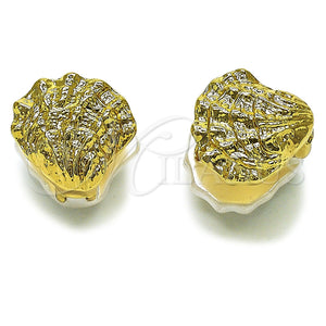 Argolla Huggie 02.196.0295.22 Oro Laminado, Diseño de Concha, con Perla Marfil, Pulido, Tono Dorado
