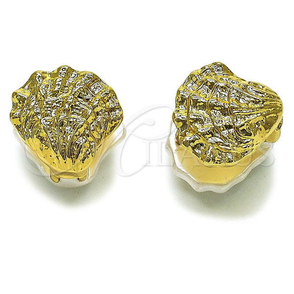 Argolla Huggie 02.196.0295.22 Oro Laminado, Diseño de Concha, con Perla Marfil, Pulido, Tono Dorado