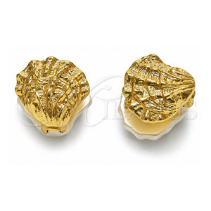 Argolla Huggie 02.196.0295.22 Oro Laminado, Diseño de Concha, con Perla Marfil, Pulido, Tono Dorado