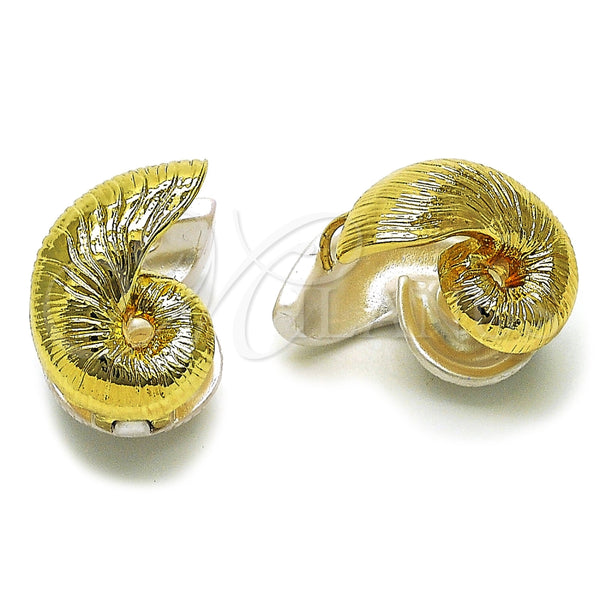 Argolla Huggie 02.196.0297.26 Oro Laminado, Diseño de Caracol, con Perla Marfil, Pulido, Tono Dorado