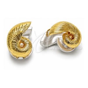 Argolla Huggie 02.196.0297.26 Oro Laminado, Diseño de Caracol, con Perla Marfil, Pulido, Tono Dorado