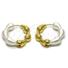 Argolla Huggie 02.196.0298.35 Oro Laminado, Diseño de Gota, con Perla Marfil, Pulido, Tono Dorado