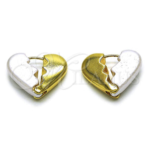 Argolla Huggie 02.196.0299.25 Oro Laminado, Diseño de Corazón, con Perla Marfil, Pulido, Tono Dorado