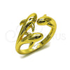 Anillo Elegante 01.381.0017 Oro Laminado, Diseño de Delfín, Pulido, Tono Dorado (Talla Unica)