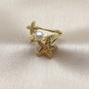 Anillo Elegante 01.381.0019 Oro Laminado, Diseño de Estrella y Bola, con Perla Marfil, Pulido, Tono Dorado (Talla Unica)