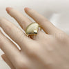 Anillo Elegante 01.381.0022 Oro Laminado, Diseño de Concha y Bola, Pulido, Tono Dorado (Talla Unica)