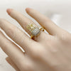 Anillo Multi Piedra 01.381.0025 Oro Laminado, Diseño de Pescado, con Zirconia Cubica Blanca, Pulido, Tono Dorado (Talla Unica)