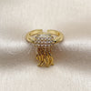 Anillo Multi Piedra 01.381.0025 Oro Laminado, Diseño de Pescado, con Zirconia Cubica Blanca, Pulido, Tono Dorado (Talla Unica)