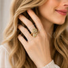 Anillo Multi Piedra 01.381.0026 Oro Laminado, Diseño de Caracol y Cluster, con Zirconia Cubica Blanca y Micro Pave Blanca, Pulido, Tono Dorado (Talla Unica)