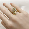 Anillo Multi Piedra 01.381.0026 Oro Laminado, Diseño de Caracol y Cluster, con Zirconia Cubica Blanca y Micro Pave Blanca, Pulido, Tono Dorado (Talla Unica)