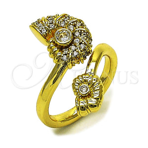 Anillo Multi Piedra 01.381.0026 Oro Laminado, Diseño de Caracol y Cluster, con Zirconia Cubica Blanca y Micro Pave Blanca, Pulido, Tono Dorado (Talla Unica)