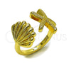 Anillo Elegante 01.381.0027 Oro Laminado, Diseño de Estrella y Concha, Pulido, Tono Dorado (Talla Unica)