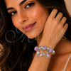 Aro Individual 07.464.0051 Acero Inoxidable, Diseño de Estrella y Pescado, con Cristal Violet y Cyclamen Opal, Pulido Rosado, Tono Plateado (Grosor 03 MM, Talla Unica)