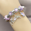 Aro Individual 07.464.0051 Acero Inoxidable, Diseño de Estrella y Pescado, con Cristal Violet y Cyclamen Opal, Pulido Rosado, Tono Plateado (Grosor 03 MM, Talla Unica)