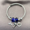 Aro Individual 07.464.0058 Acero Inoxidable, Diseño de Delfín y Concha, con Cristal Heliotrope, Pulido, Tono Plateado (Grosor 03 MM, Talla Unica)