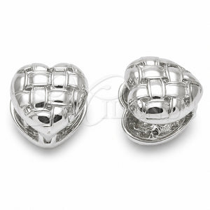 Argolla Huggie 02.170.0611.16 Rodio Laminado, Diseño de Corazón, Pulido, Rodinado