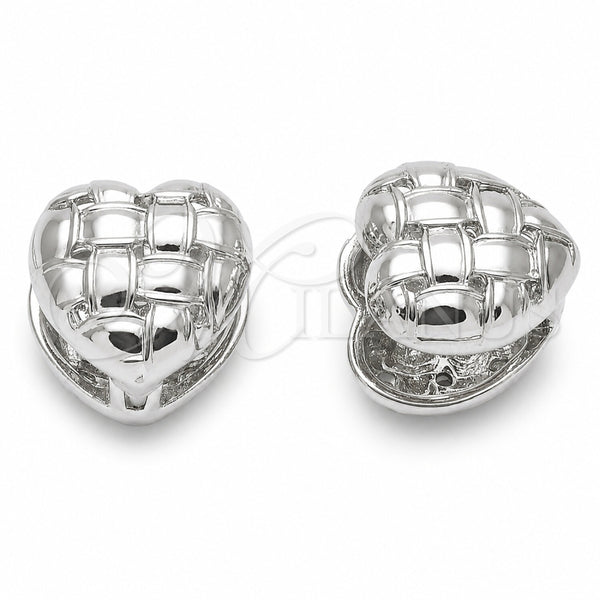 Argolla Huggie 02.170.0611.16 Rodio Laminado, Diseño de Corazón, Pulido, Rodinado