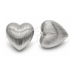 Arete Gancho Frances 02.170.0613 Oro Laminado Blanco, Diseño de Corazón, Pulido, Rodinado