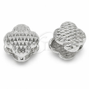 Argolla Huggie 02.170.0614.18 Rodio Laminado, Diseño de Flor, Pulido, Rodinado