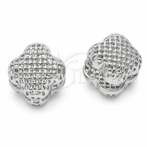 Argolla Huggie 02.170.0616.22 Rodio Laminado, Diseño de Trébol de Cuatro Hojas, Pulido, Tono Dorado