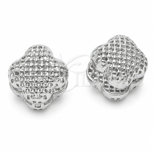 Argolla Huggie 02.170.0616.22 Rodio Laminado, Diseño de Trébol de Cuatro Hojas, Pulido, Tono Dorado