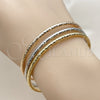 Aro Trio 07.170.0086 Oro Laminado, Diseño de Bola, Diamantado, Tres Tonos (Grosor 02.8 MM, Talla Unica)