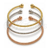 Aro Trio 07.170.0086 Oro Laminado, Diseño de Bola, Diamantado, Tres Tonos (Grosor 02.8 MM, Talla Unica)