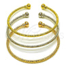 Aro Trio 07.170.0086 Oro Laminado, Diseño de Bola, Diamantado, Tres Tonos (Grosor 02.8 MM, Talla Unica)