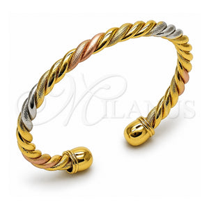 Aro Individual 07.170.0087 Oro Laminado, Diseño de Torcido, Pulido, Tres Tonos (Grosor 05.3 MM, Talla Unica)