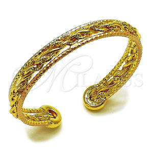 Aro Individual 07.170.0088 Oro Laminado, Diseño de Torcido, Pulido, Tres Tonos (Grosor 09 MM, Talla Unica)