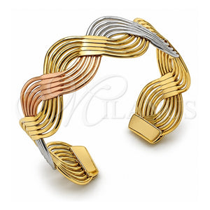 Aro Individual 07.170.0090 Oro Laminado, Diseño de Torcido, Pulido, Tres Tonos (Grosor 21 MM, Talla Unica)
