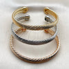Aro Trio 07.170.0093 Oro Laminado, Diseño de Torcido, Pulido, Tres Tonos (Grosor 08.2 MM, Talla Unica)