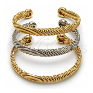 Aro Trio 07.170.0093 Oro Laminado, Diseño de Torcido, Pulido, Tres Tonos (Grosor 08.2 MM, Talla Unica)