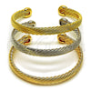 Aro Trio 07.170.0093 Oro Laminado, Diseño de Torcido, Pulido, Tres Tonos (Grosor 08.2 MM, Talla Unica)