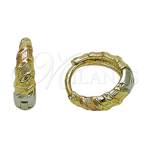 Argolla Huggie 02.170.0539.14 Oro Laminado, Diamantado, Tres Tonos