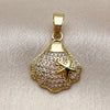 Dije Elegante 05.341.0109 Oro Laminado, Diseño de Concha y Estrella, con Micro Pave Blanca, Pulido, Tono Dorado