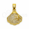 Dije Elegante 05.341.0109 Oro Laminado, Diseño de Concha y Estrella, con Micro Pave Blanca, Pulido, Tono Dorado