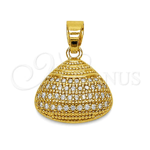 Dije Elegante 05.341.0110 Oro Laminado, Diseño de Concha, con Zirconia Cubica Blanca, Pulido, Tono Dorado