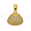 Dije Elegante 05.341.0110 Oro Laminado, Diseño de Concha, con Zirconia Cubica Blanca, Pulido, Tono Dorado