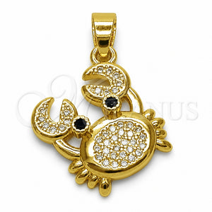 Dije Elegante 05.341.0113 Oro Laminado, con Zirconia Cubica Blanca y Negro, Pulido, Tono Dorado