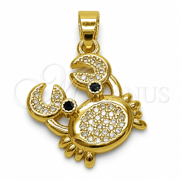 Dije Elegante 05.341.0113 Oro Laminado, con Zirconia Cubica Blanca y Negro, Pulido, Tono Dorado