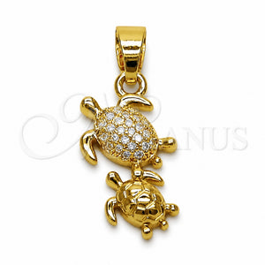 Dije Elegante 05.341.0117 Oro Laminado, Diseño de Tortuga, con Micro Pave Blanca, Pulido, Tono Dorado