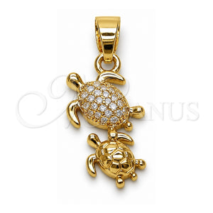 Dije Elegante 05.341.0117 Oro Laminado, Diseño de Tortuga, con Micro Pave Blanca, Pulido, Tono Dorado