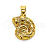 Dije Elegante 05.341.0119 Oro Laminado, Diseño de Caracol, con Micro Pave Blanca, Pulido, Tono Dorado